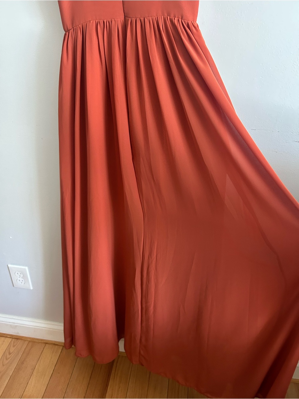 Azazie Bridesmaid Spaghetti Strap Rust Maxi Dress - Picture 4 of 16